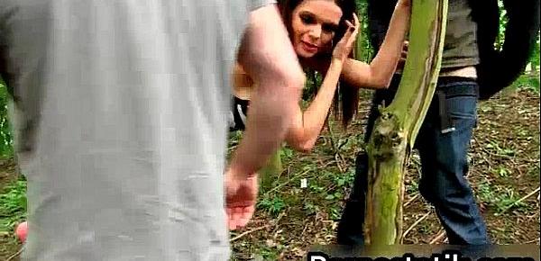  Busty babe loves dogging in the woods